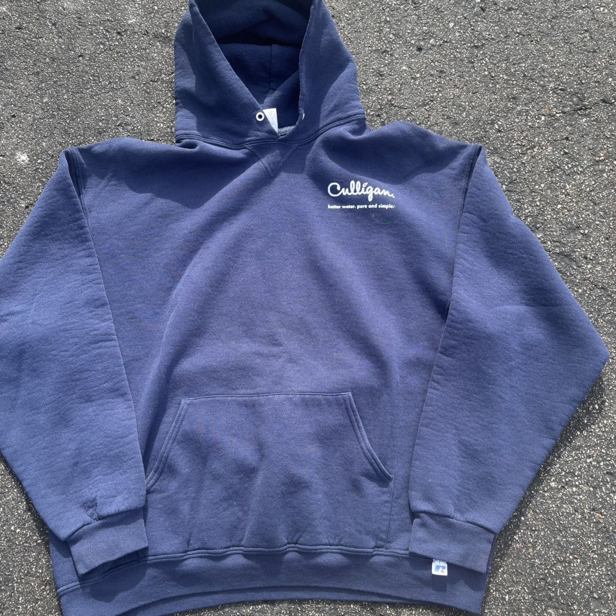 Russell Athletic Y2k 2000s Navy Sunfaded Russell Atheltic Hoodie