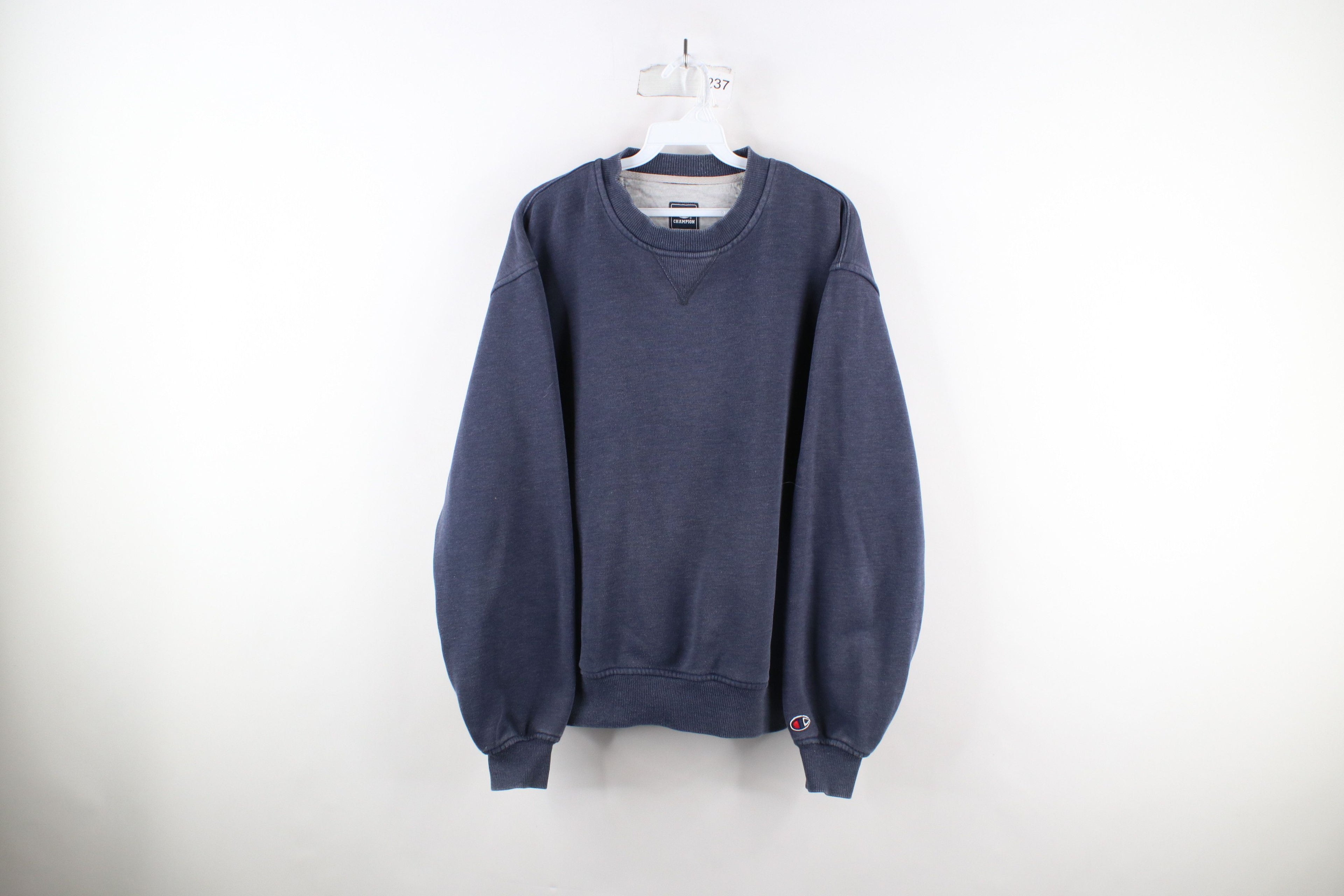 Vintage Champion Blank Crewneck Sweatshirt Heather Blue T-Shirts, Hoodie | FlexRushtees.com