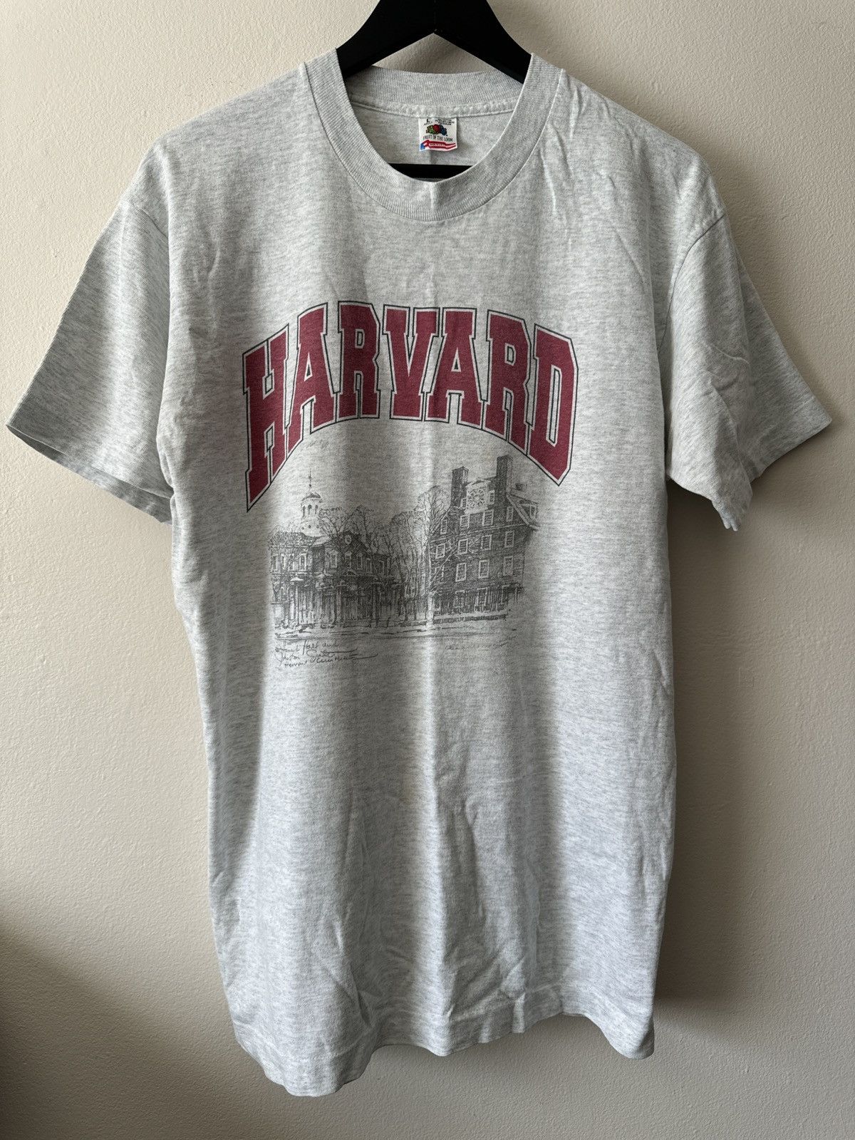 Vintage 90s Harvard University Howard Hall Sketch Art Tee Hoodie, Sweatshirt | FlexRushtees.com