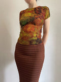 Miyake Issey Miyake Size 2 Yellow Psychedelic Printed Top