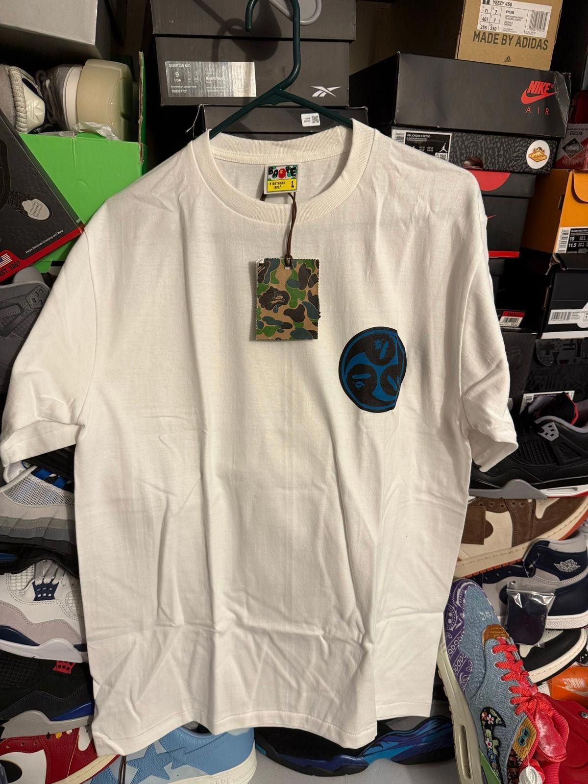 Bape Tee White Blue Sz S M L Xl Hoodie, Sweatshirt | FlexRushtees.com