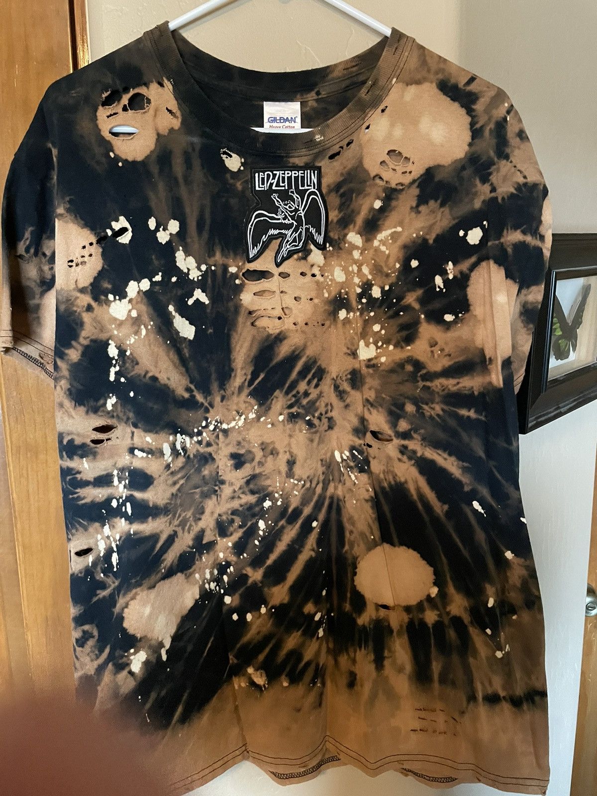 Vintage Led Zeppelin Bleached Black Shirt Hoodie, Sweatshirt | FlexRushtees.com