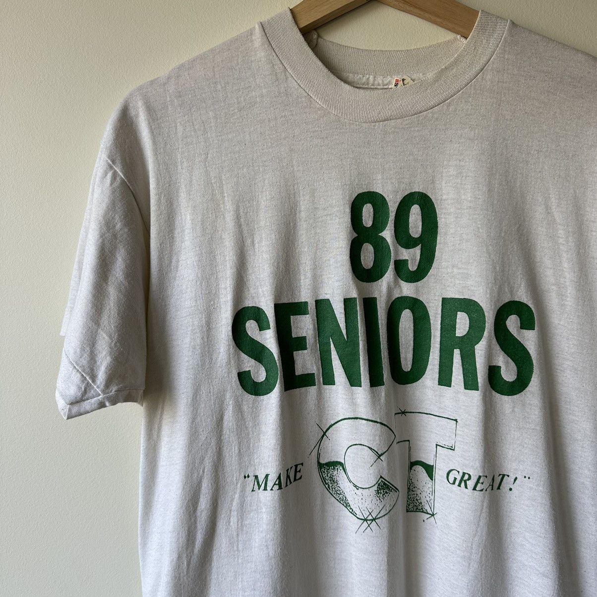 Vintage 80s Cass Teach Detroit High School Seniors Thin Tee Hoodie, Sweatshirt | FlexRushtees.com
