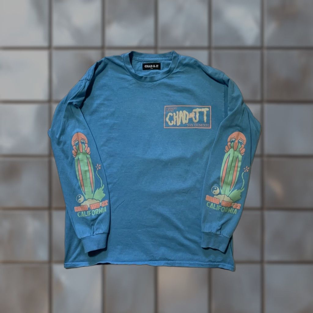 Vintage Chad Jt Goes Deep Go Deep San Clemente Locals Only Merch L S Graphic T Shirt Large Blue Mens Hoodie, Sweatshirt