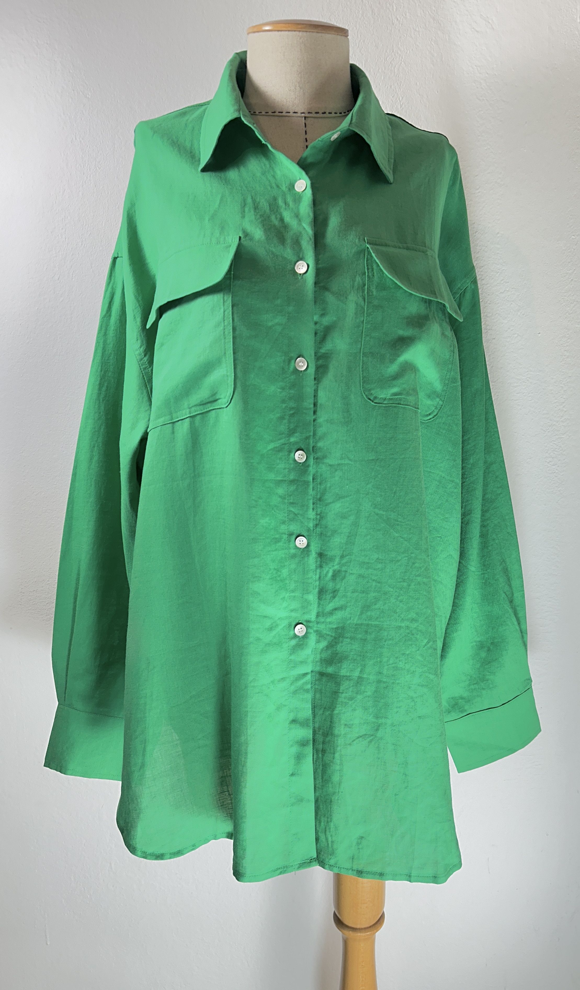 Other The Frankie Shop Green Shirt Ramie Linen Hoodie, Sweatshirt | FlexRushtees.com