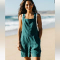 Finisterre Hale Linen Playsuit Overalls Green Uk10 Us 6