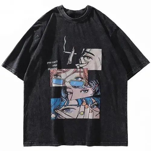 Other Anime Eyes Black Printed T Shirt Tee Short Sleeve