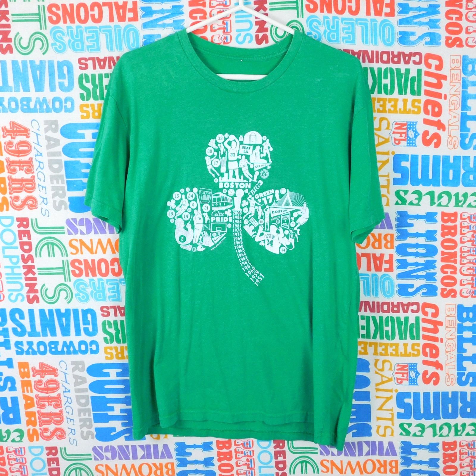 Nba Boston Celtics Shamrock Collage T Shirt Size L Championships Hoodie, Sweatshirt | FlexRushtees.com