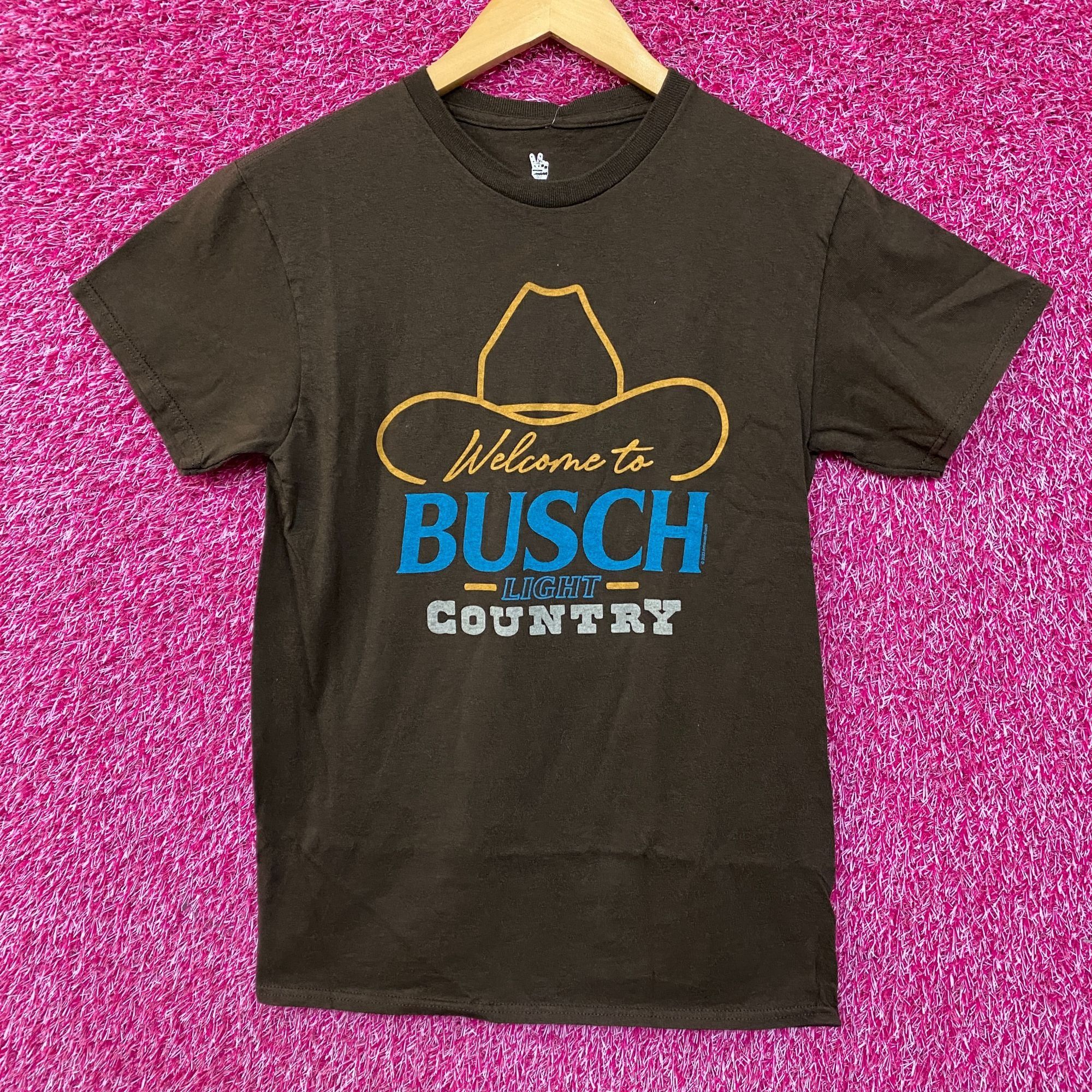 Junk Food Welcome To Busch Light Country Cowboy Hat Tan T Shirt Xs