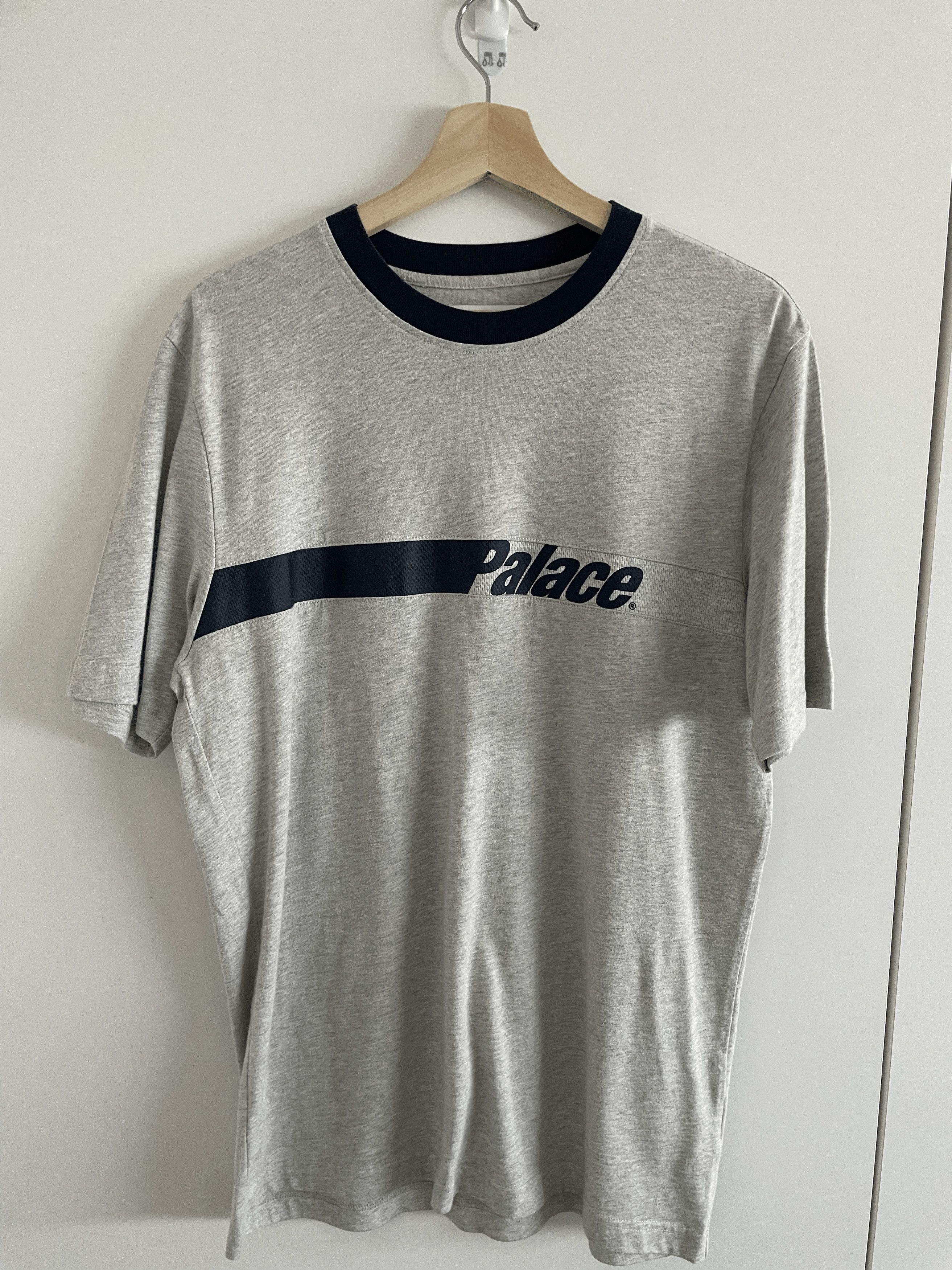 Palace Tonker T Shirt Grey Marl Blue Stipe Fw19 Hoodie, Sweatshirt | FlexRushtees.com