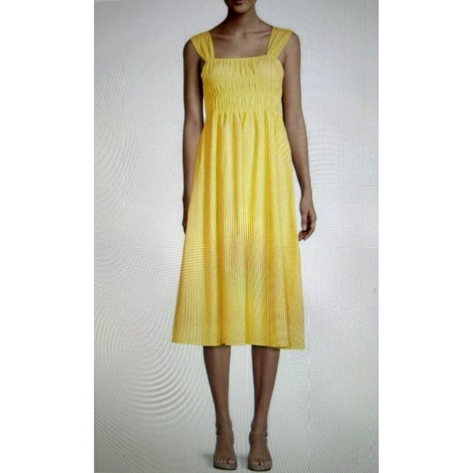 Lepore Nanette Lepore Smocked Sleeveless Yellow Glimmer Midi Sun Dr T-Shirts, Hoodie, Sweatshirt | FlexRushtees.com