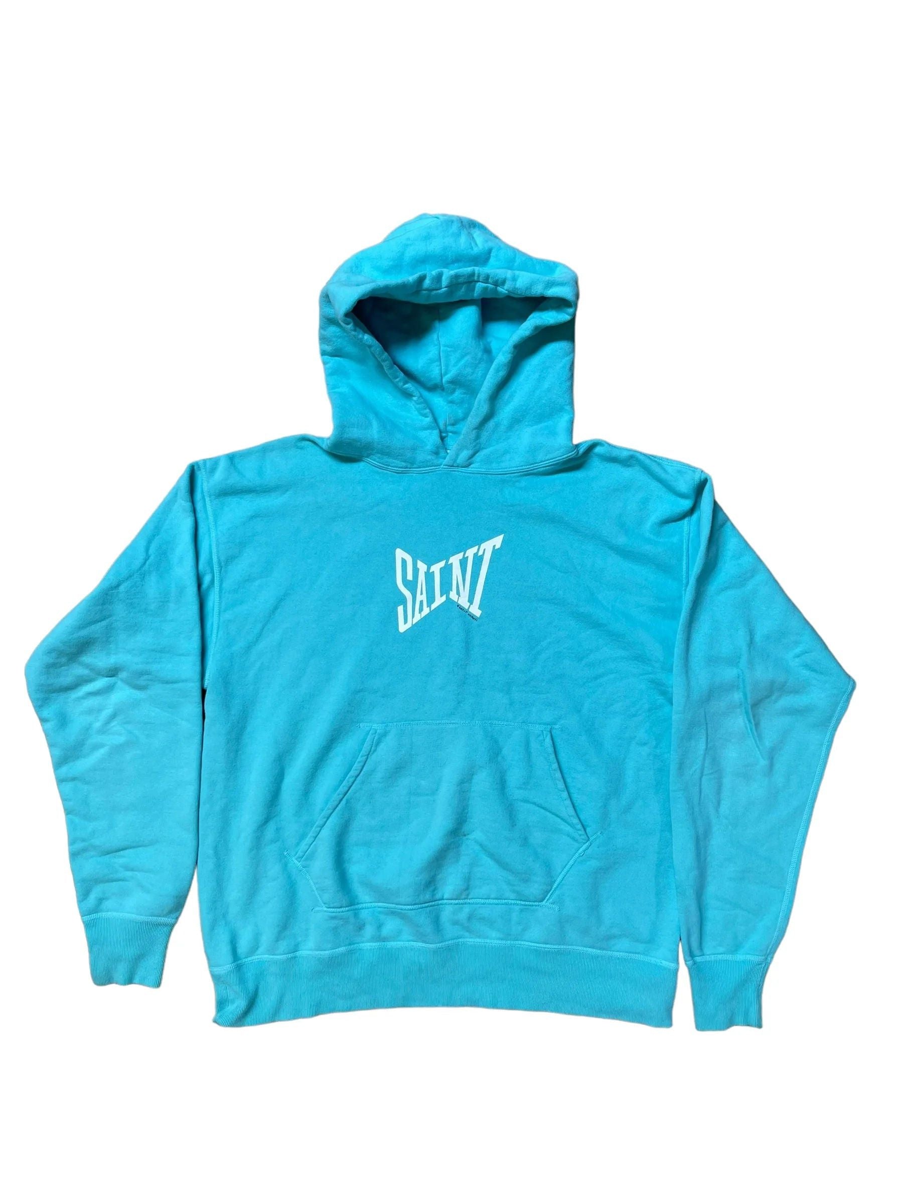 Saint Michael Hoodie Teal Lightly Worn T-Shirts, Sweatshirt | FlexRushtees.com