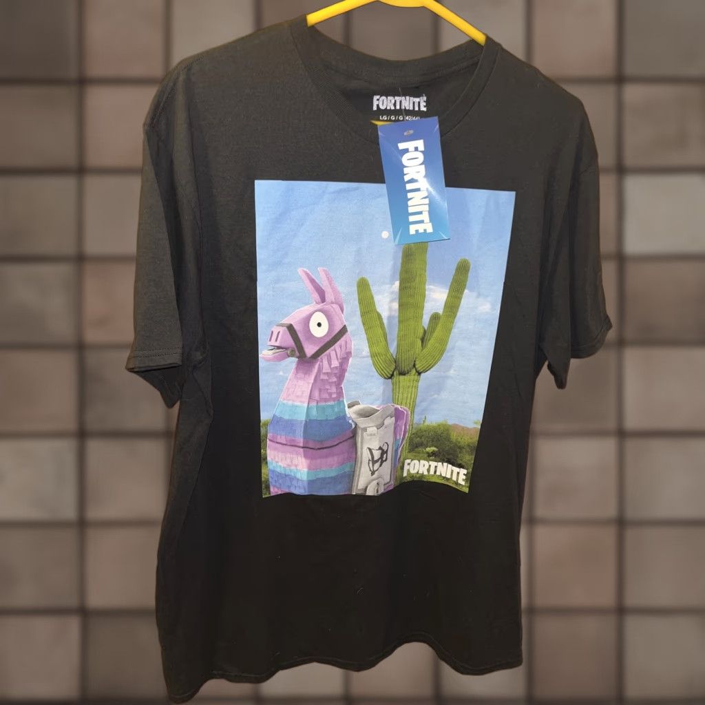 Vintage Fortnite T Shirt Men Large Black Crew Neck Logo Graphic Video Games Nwt
