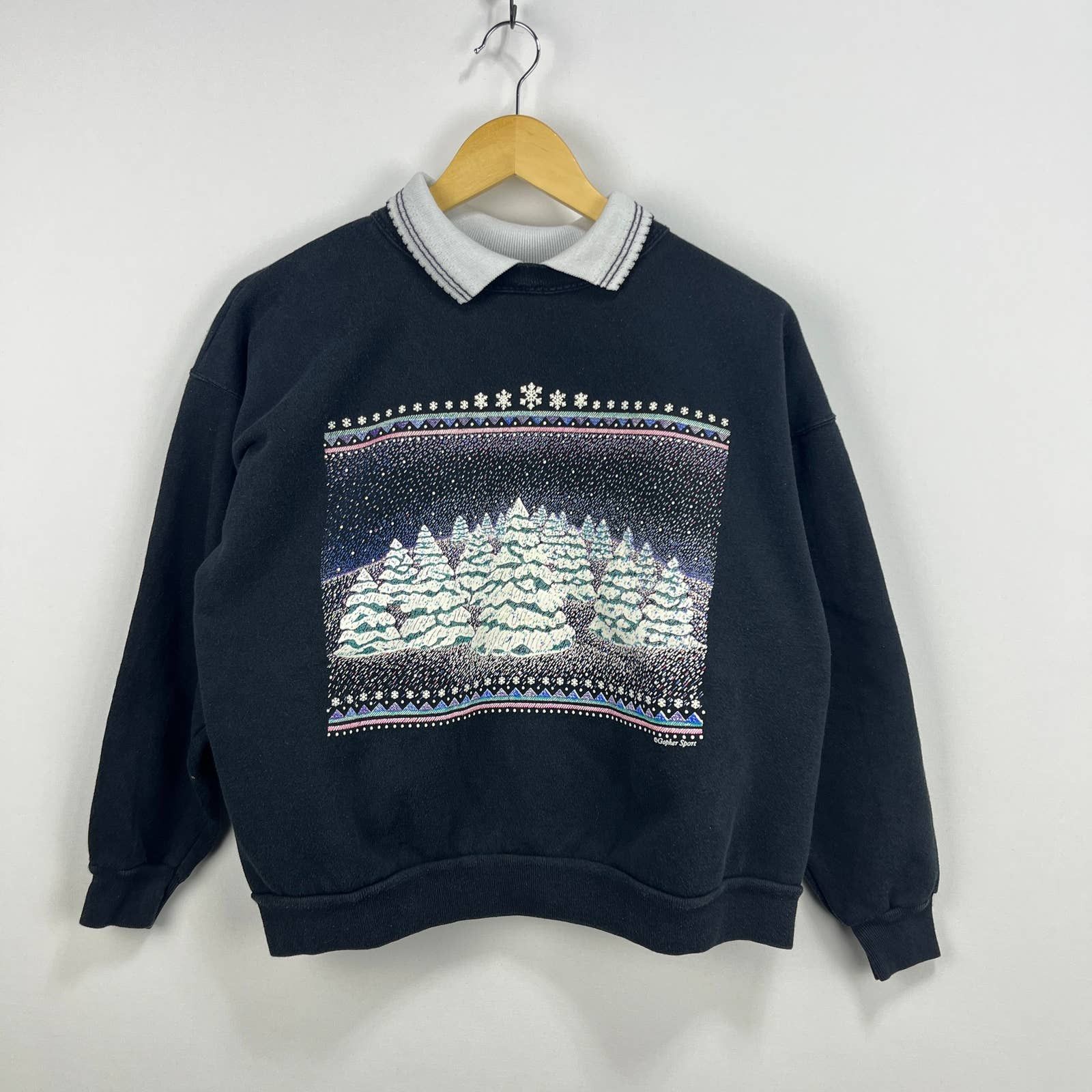 Vintage 90s Winter Nature Grandma Sweatshirt Women S Large