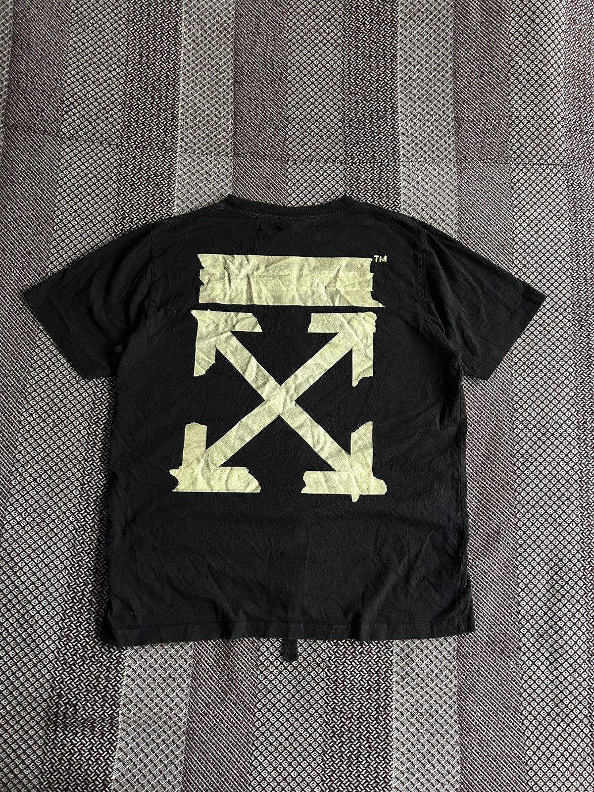 White Off White C O Virgil Abloh Tape Arrows Black Tee Size Xl Hoodie, Sweatshirt | FlexRushtees.com