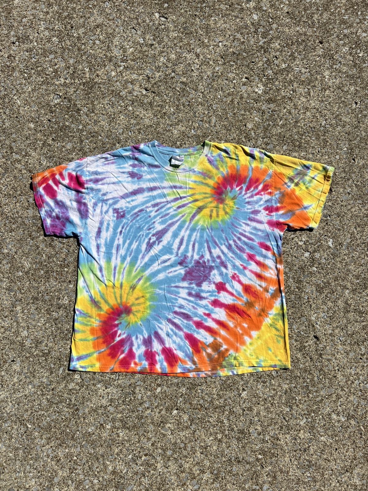 Vintage 1990 S Dual Spiral Rainbow Tie Dye Psychedelic Tee