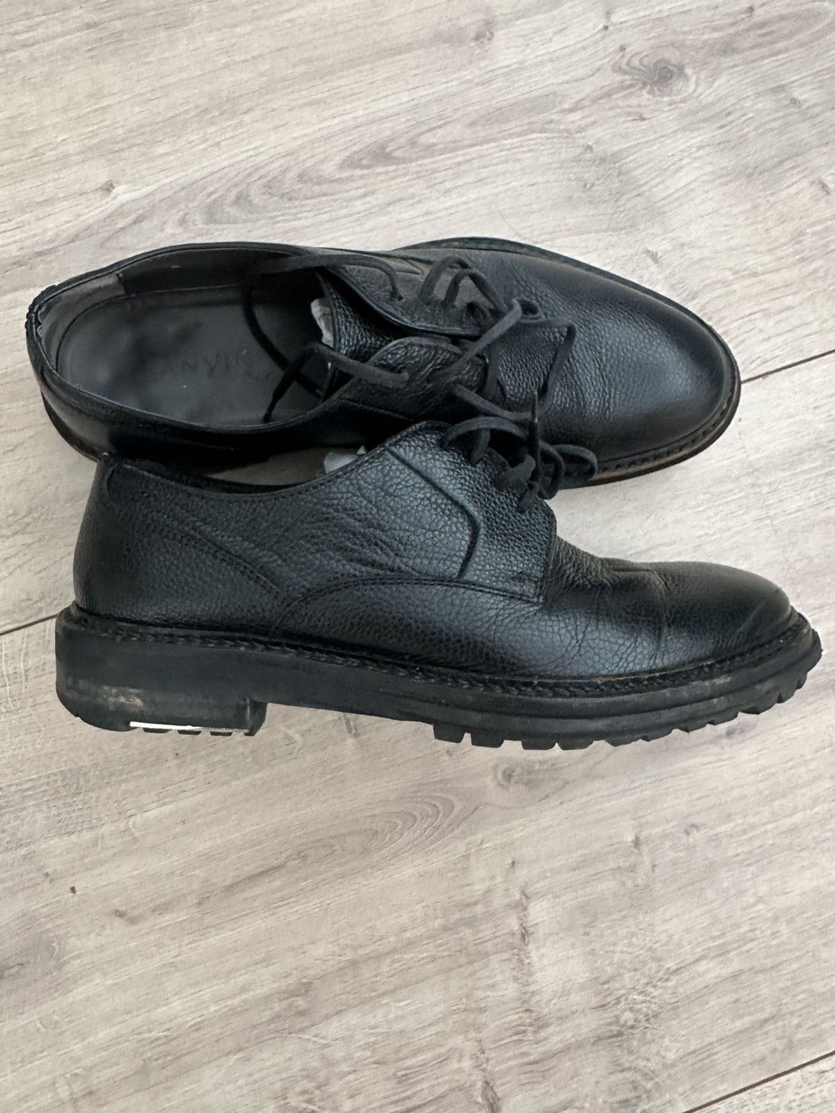 Lanvin Pebble Grain Derbies With Metal Detail