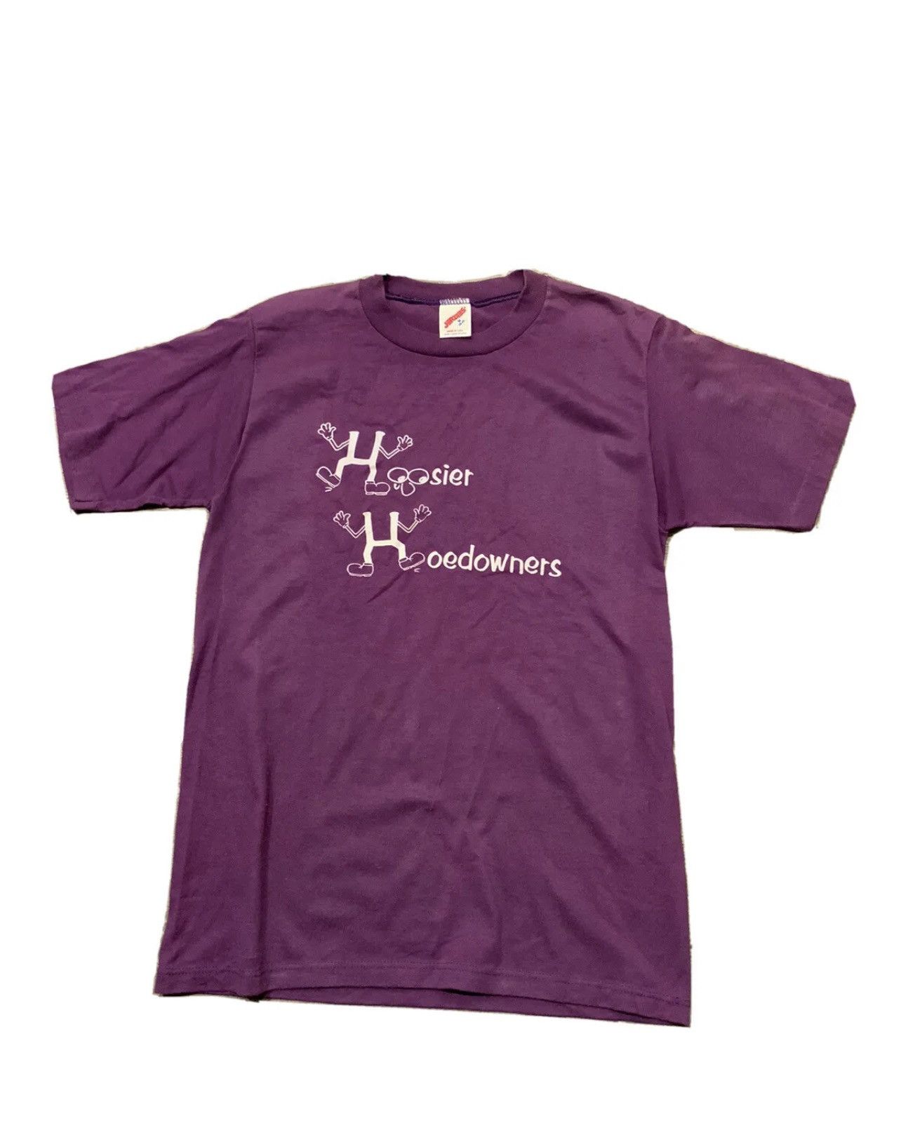 Vintage 80s Jerzees Hoosier Hoedowners Purple Retro T Shirt