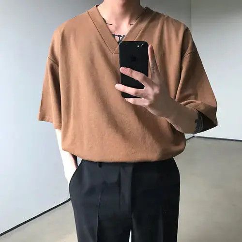 Vintage Korean Style V Neck Tee T Shirt Hoodie, Sweatshirt | FlexRushtees.com