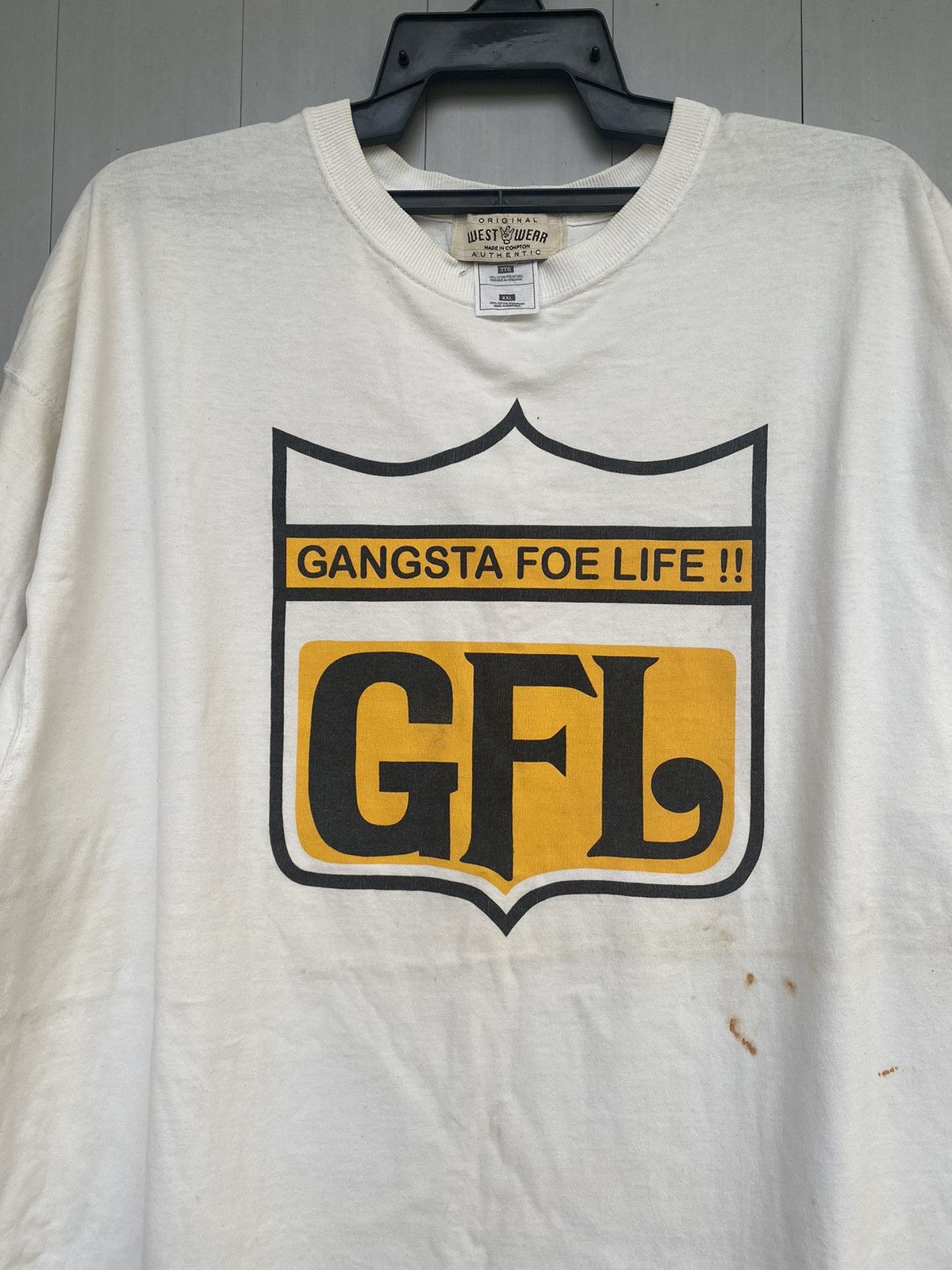 Vintage 90 S West Wear Gangsta Gfl Clothing Brand T Shirt Hoodie, Sweatshirt | FlexRushtees.com