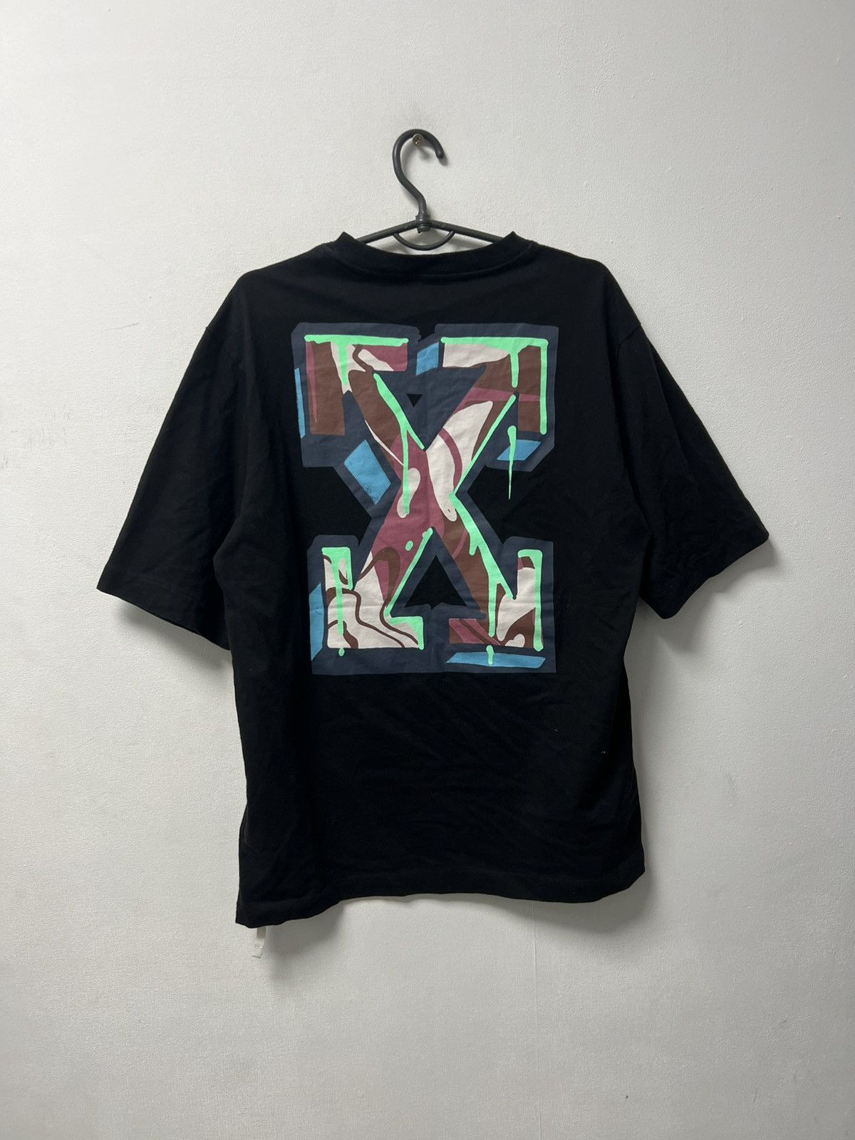 White Off White T Shirt Big Logo Black Size Medium Hoodie, Sweatshirt | FlexRushtees.com