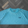 Armour Under Armour Men T Shirt Xl Short Sleeve Activewear Polyester Blue Mint Condition