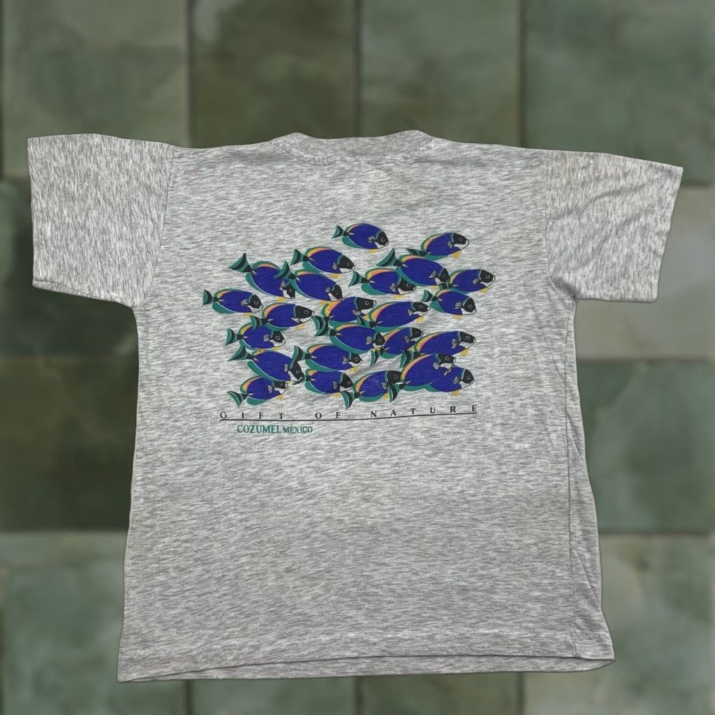 Vintage Cozumel Mexico T Shirt Adult Small Gray Fishes Animals Outdoors Ocean 90s Men Small