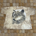 Vintage Gildan The Mountain T Shirt Men 3xl Short Sleeve Beige Tie Dye Wolf 90s Animals Natur