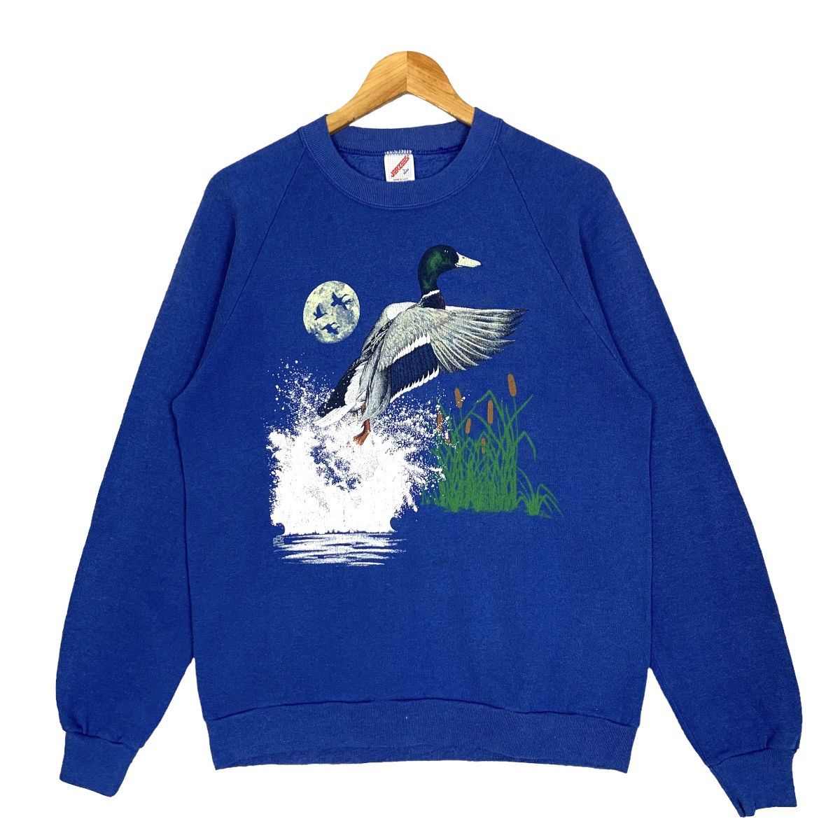 Vintage 80s Jerzees Duck Flying Crewneck Sweatshirt Size S