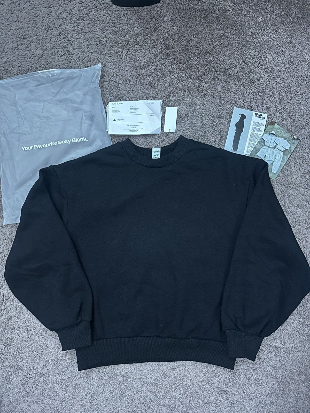 Vintage Boxy Black Blank Crewneck Sweatshirt