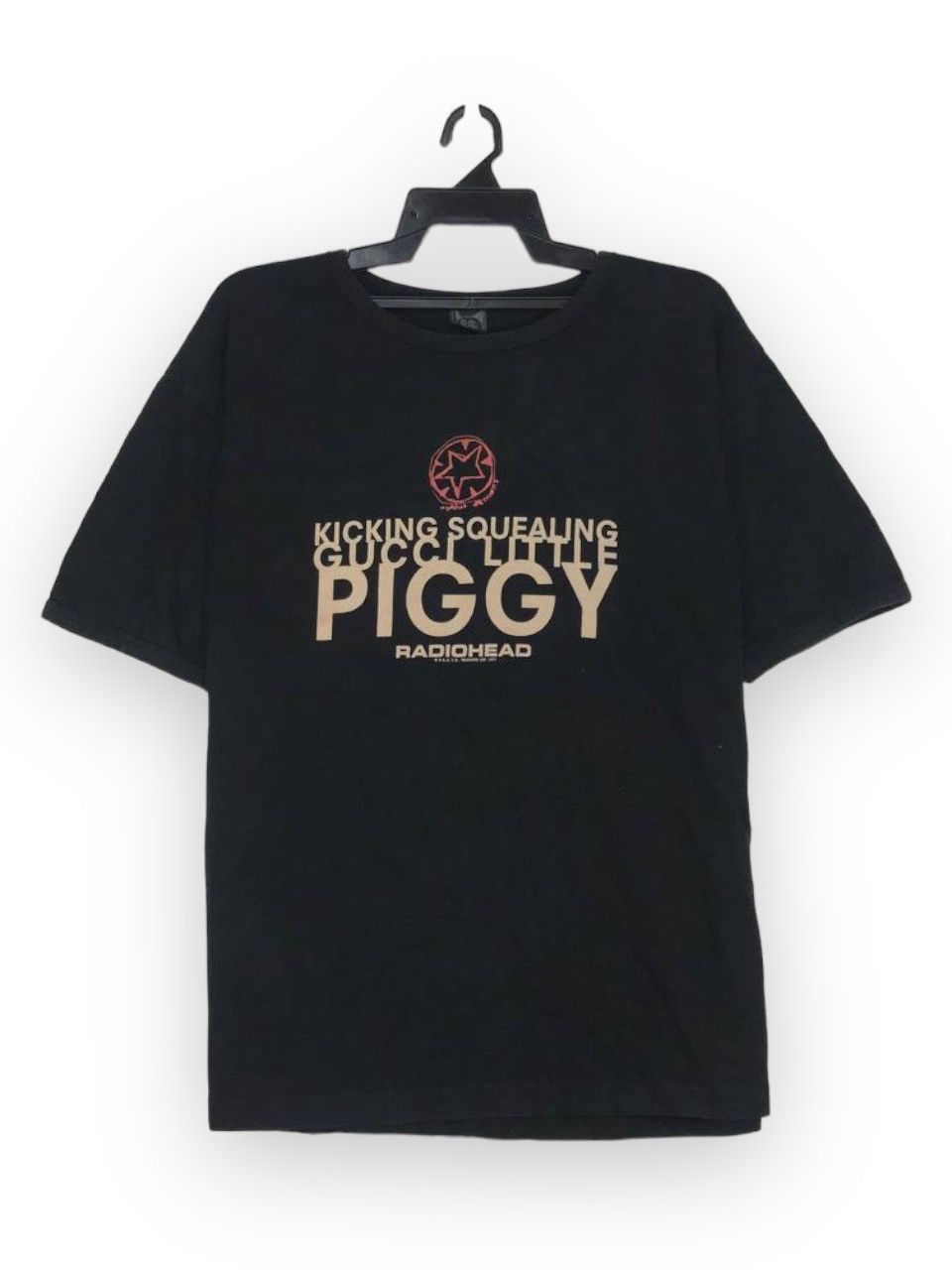 Vintage 1997 Radiohead Thom Yorke Kicking Squealing Piggy T-Shirts, Hoodie, Sweatshirt | FlexRushtees.com