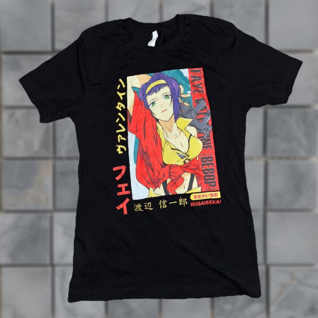Vintage Cowboy Bebop Anime T Shirt Faye Valentine Black Medium Mens Short Sleeve Graphic Pri