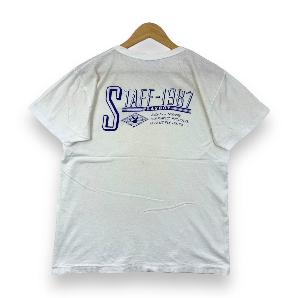 Vintage 80 S Playboy Twelve Staff Tee Shirt Medium Size Hoodie, Sweatshirt | FlexRushtees.com