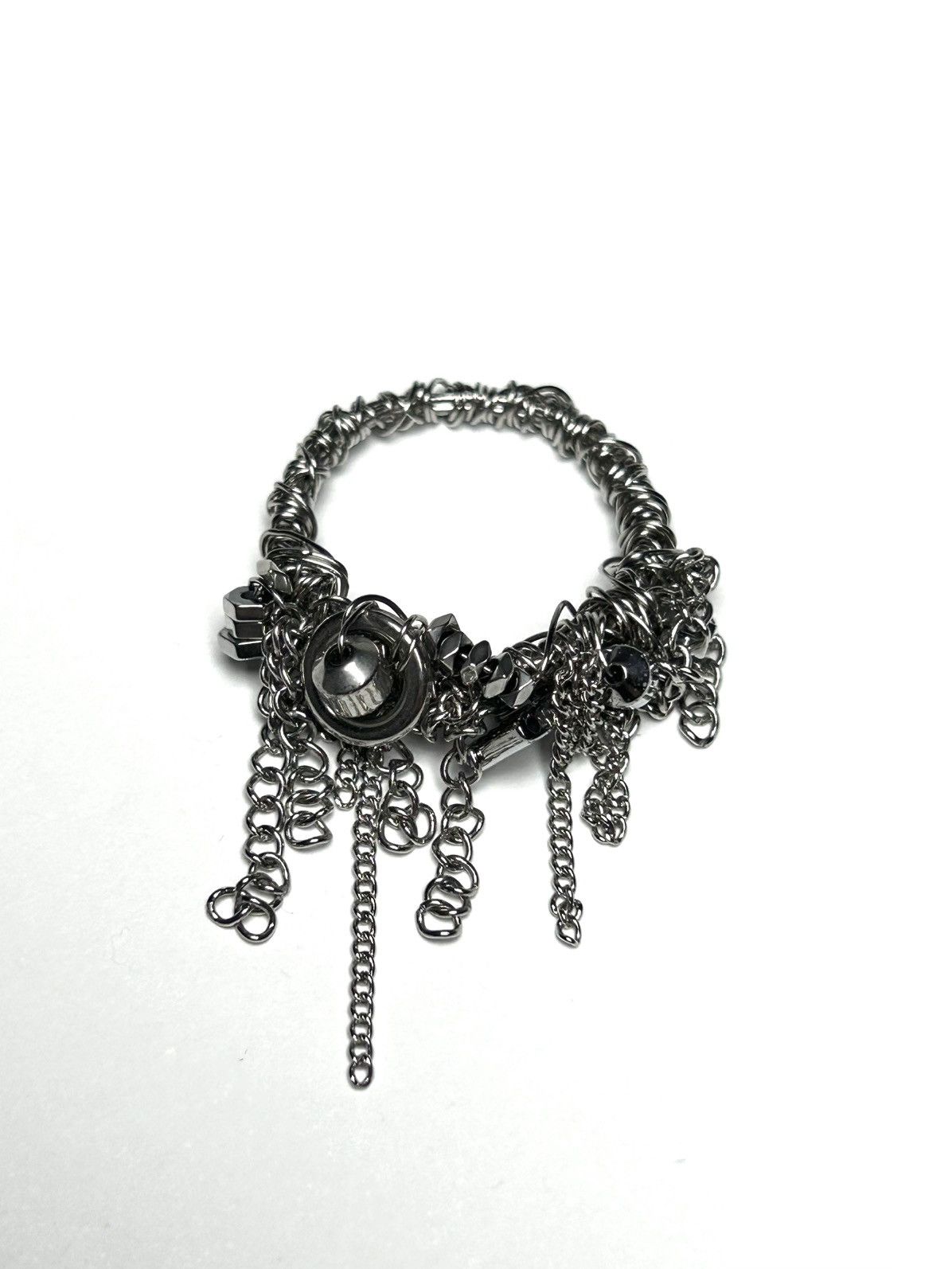 Seditionaries Handmade Stainless Steel Ring With Chains And Metal Core