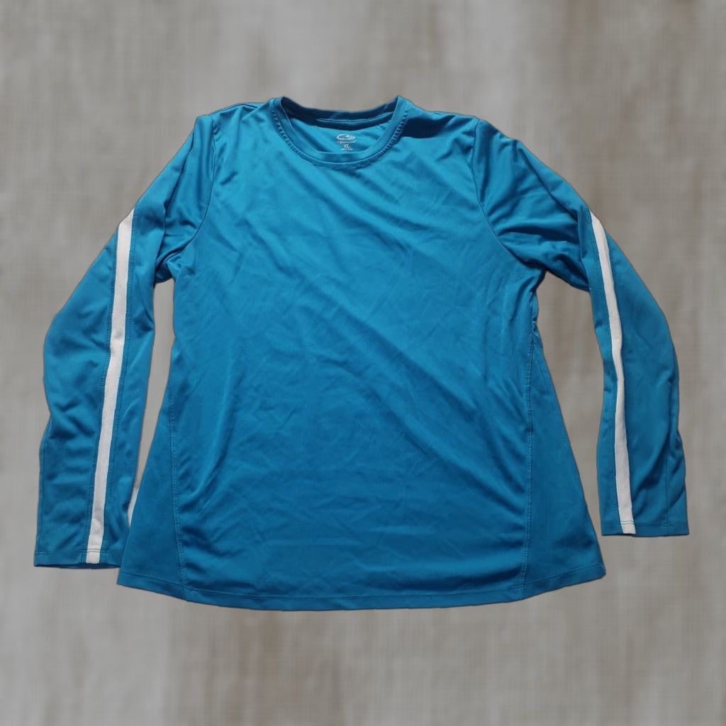 Champion Men S Cotton Long Sleeve T Shirt Fall Winter Sports Crew Neck Xl Blue