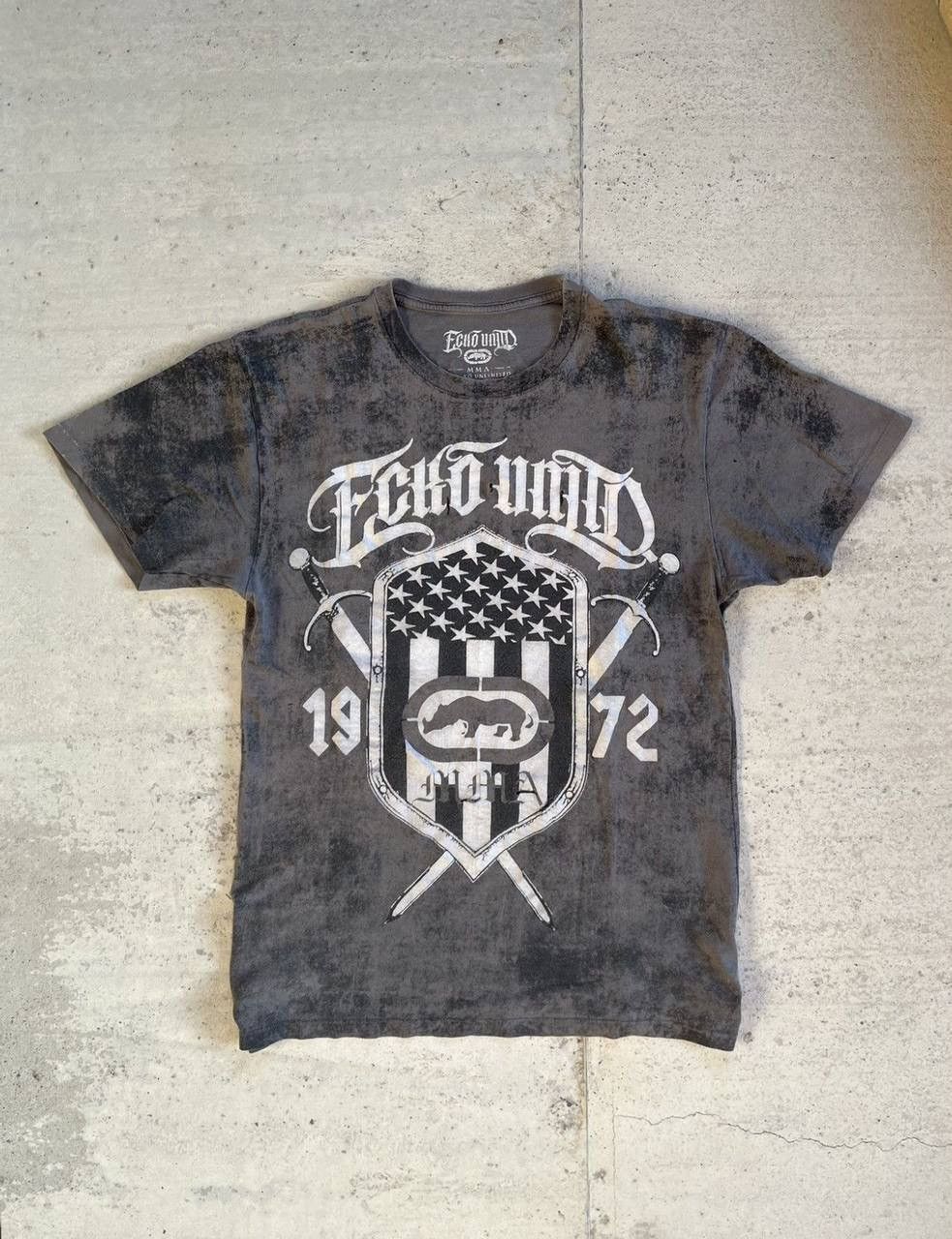 Unltd Vintage Ecko Unltd Stonewashed Tribal Tattoo Distressed Tee