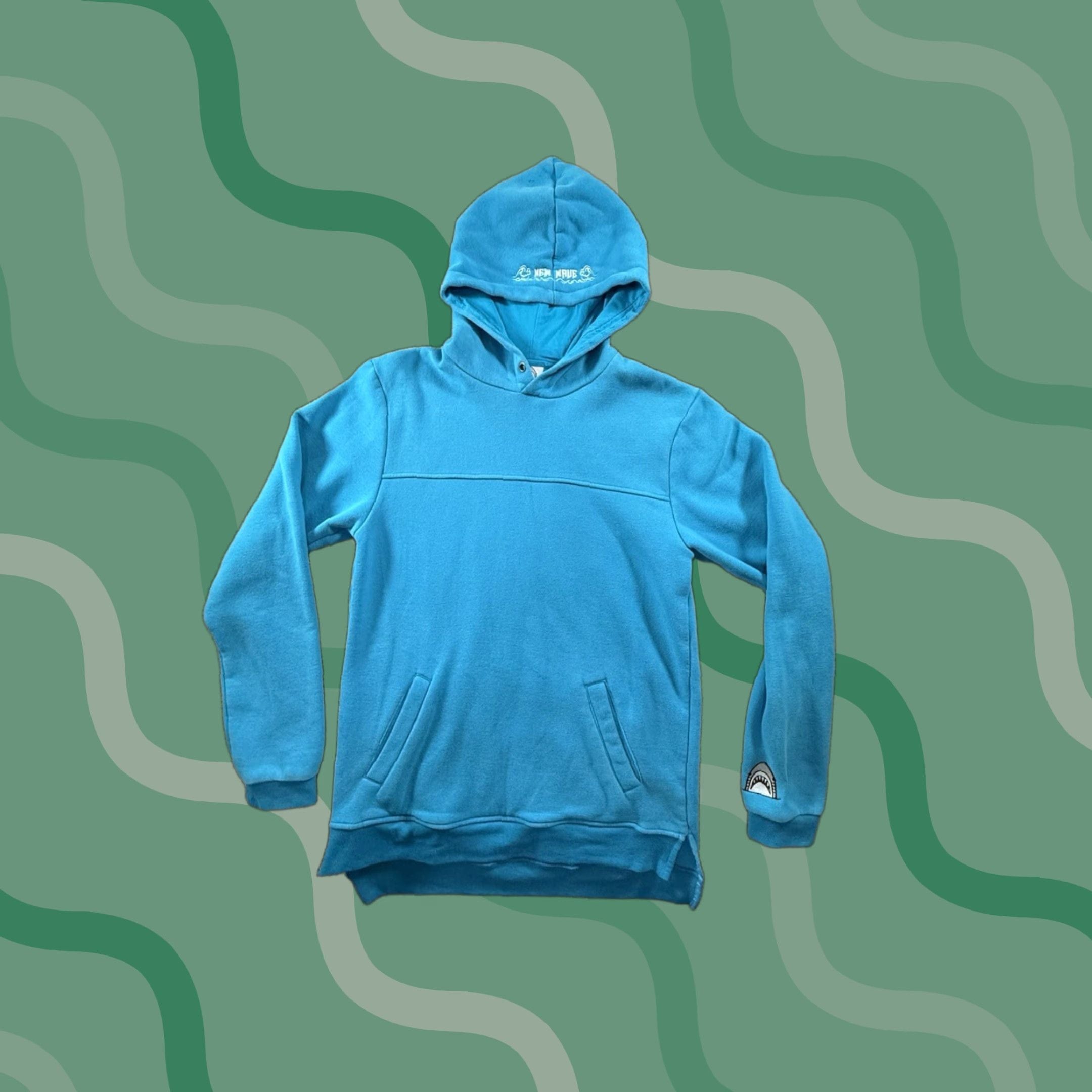 Vintage Shark Hoodie Blue Pullover Men S M Zip 1 2 1 4 Lightweight Regular Logo Zipper Long Sleeve F