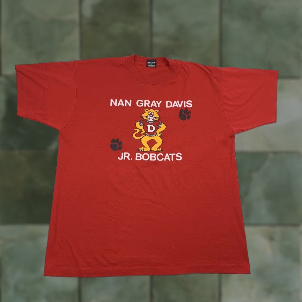 Vintage Nan Gray Davis Elementry School T Shirt Jr Bobcats Adult Xl Red 90s Vtg Hoodie, Sweatshirt | FlexRushtees.com
