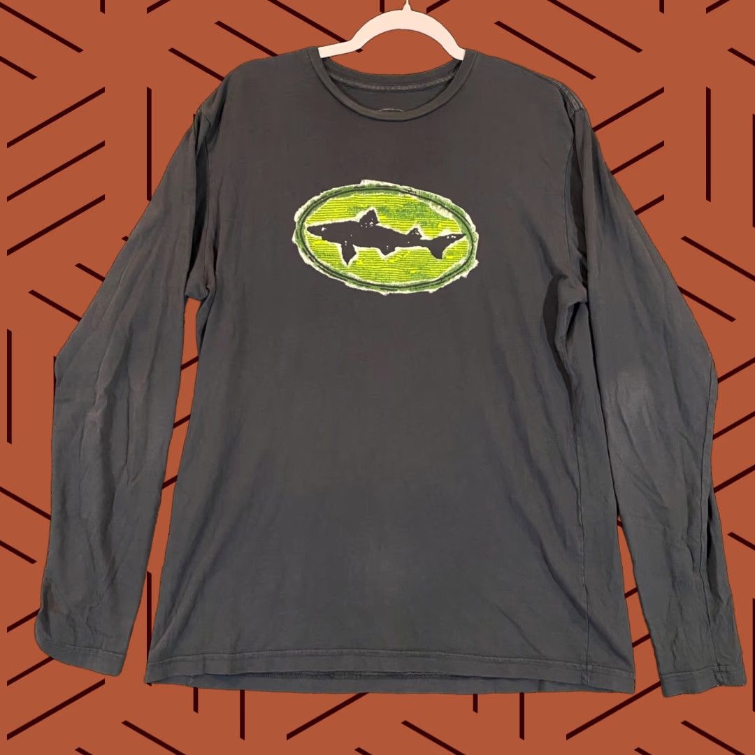Vintage Dogfish Head Shirt Mens Medium Gray Craft Beer Tee Long Sleeve Outdoors