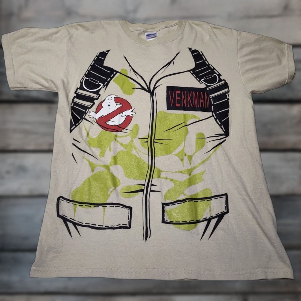 Gildan Vintage Ghostbusters T Shirt Crew Neck Unisex Adults M Tan Brown Cotton Gildan Graphic Print