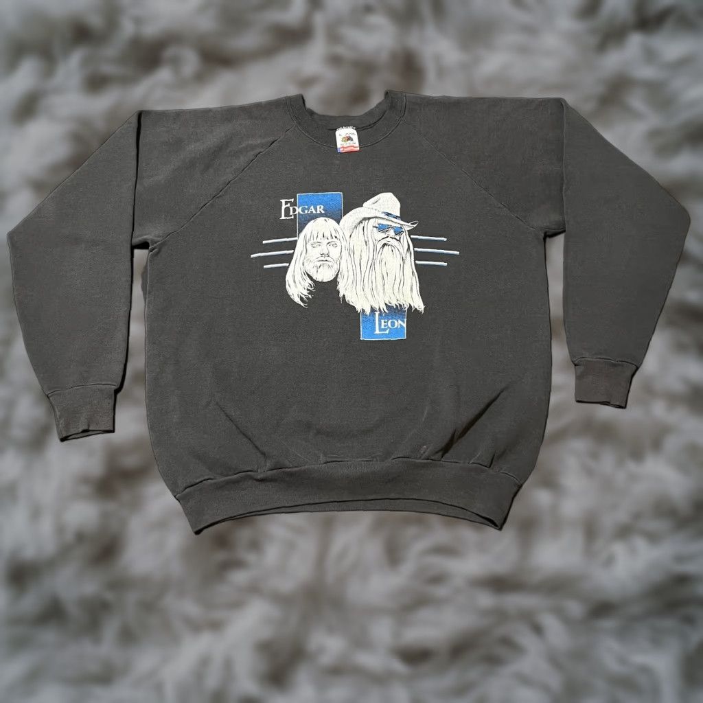 Fruit Of The Loom Vintage Edgar Winter Leon Russell Sweatshirt Band 80s Johnny Winter Black Xl Mens T-Shirts, Hoodie