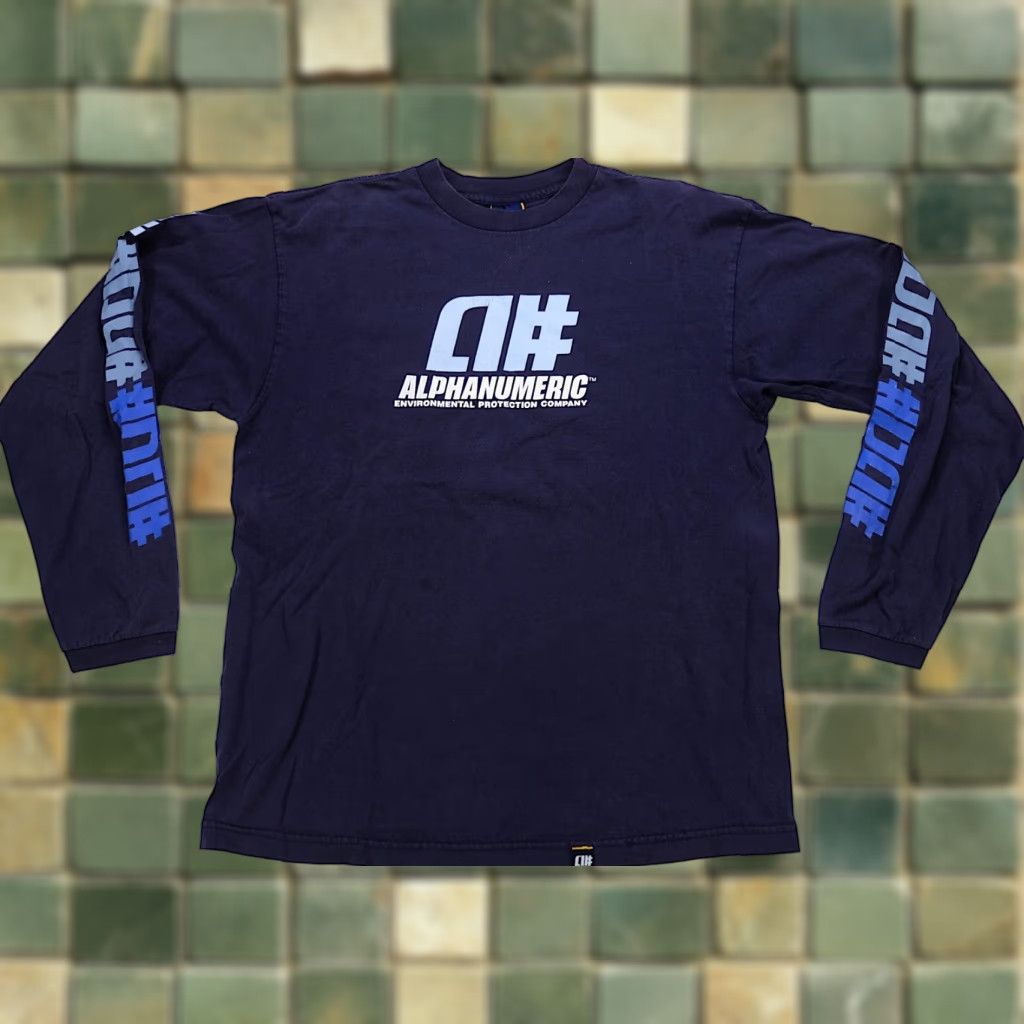 Vintage Rare Alphanumeric Environmental Protection Company T Shirt 2000s Sz M Navy Blue Mens Hoodie, Sweatshirt