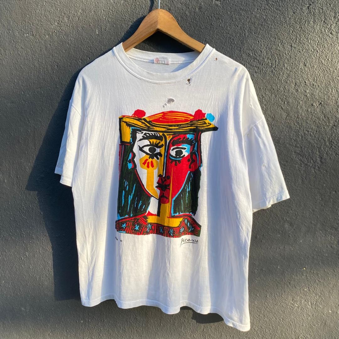 Other Thrashed Vintage Distressed 90s Picasso Spadem Art Tee Hoodie, Sweatshirt | FlexRushtees.com