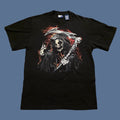 Vintage Greensource Grim Reaper Flames Graphic T Shirt Black Mens Large Deadstock Hoodie, Sweatshirt | FlexRushtees.com