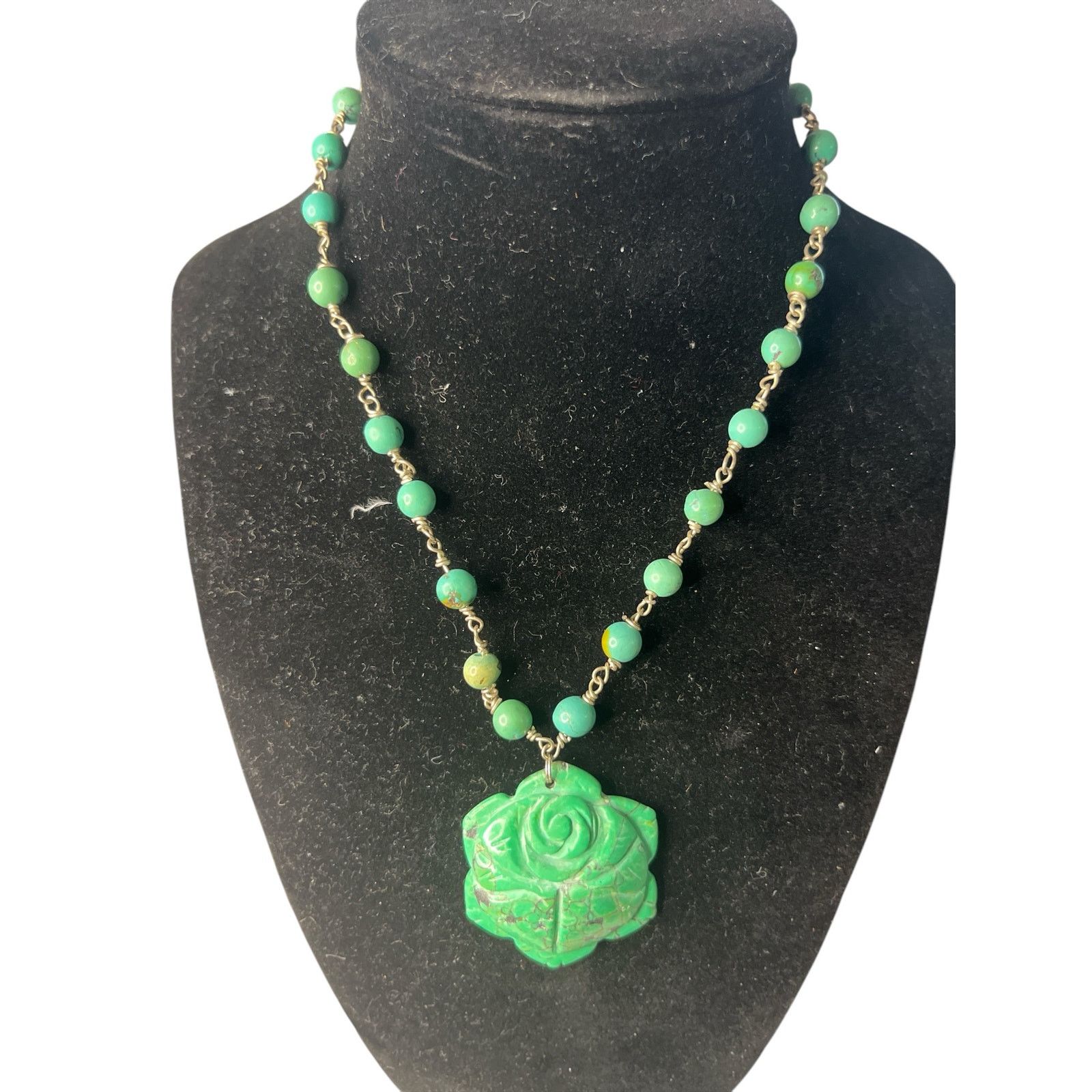 Vintage Beaded Green Carved Rose Stone Necklace Marked Sterling T-Shirts, Hoodie, Sweatshirt | FlexRushtees.com