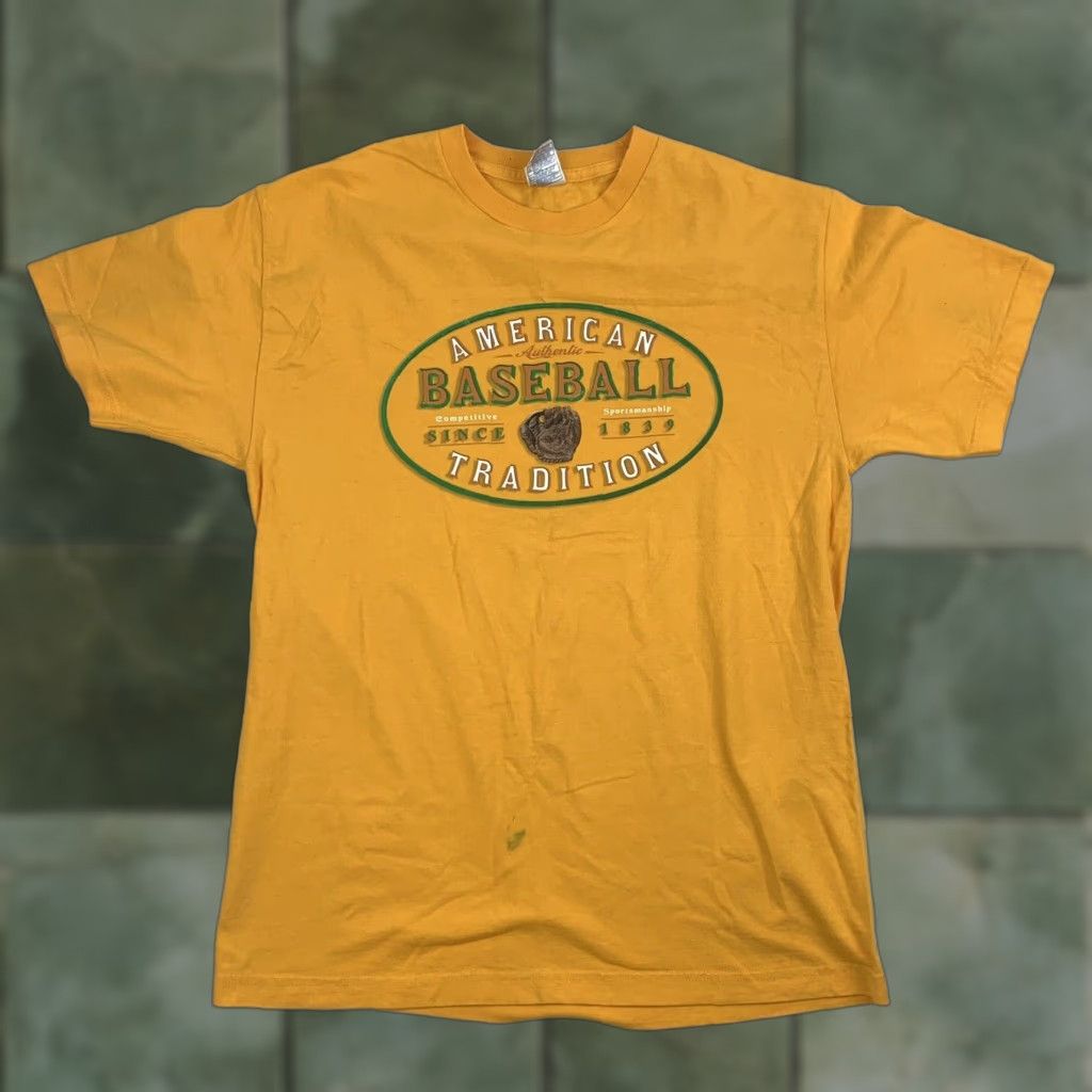 Vintage American Tradition Baseball T Shirt Adult Large Yellow Sports Usa Y2k Hoodie, Sweatshirt | FlexRushtees.com