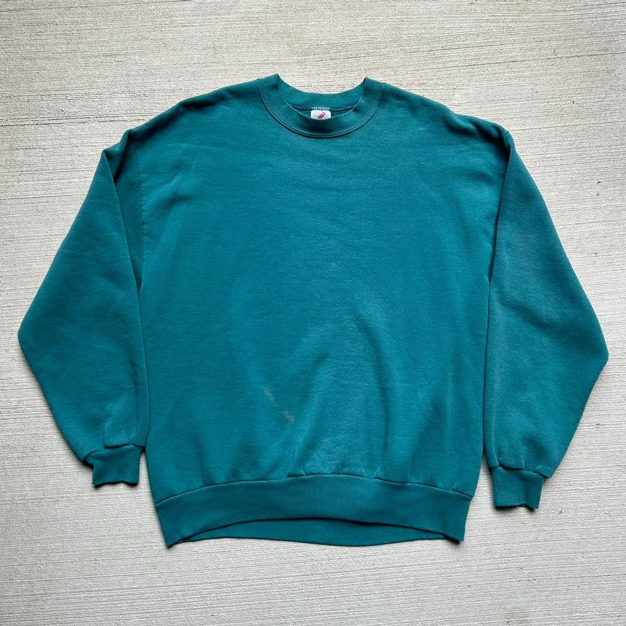 Vintage 1980s Jerzees Green Blank Crewneck Sweatshirt