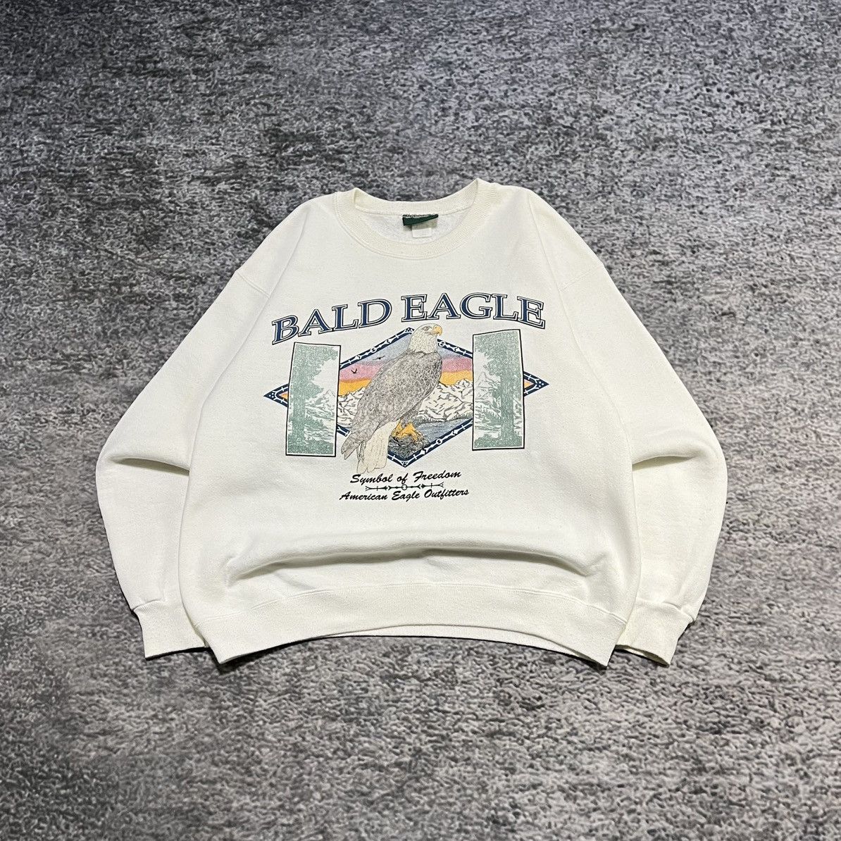 American Eagle Outfitters Vintage 90s American Eagle White Bald Eagle Crewneck Large