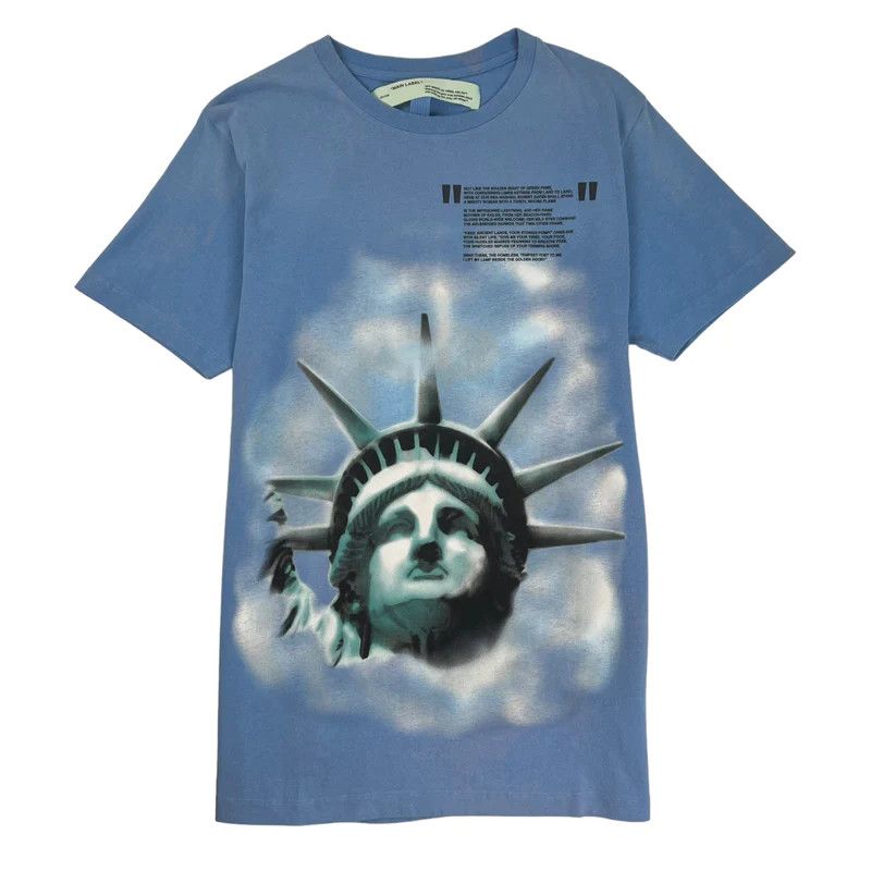 White Off White Liberty Tee Blue Hoodie, Sweatshirt | FlexRushtees.com