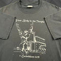 Jerzees Vintage Body Building Graphic Jesus Bible Gym T Shirt Men S M Faded Black Y2k Hoodie, Sweatshirt | FlexRushtees.com